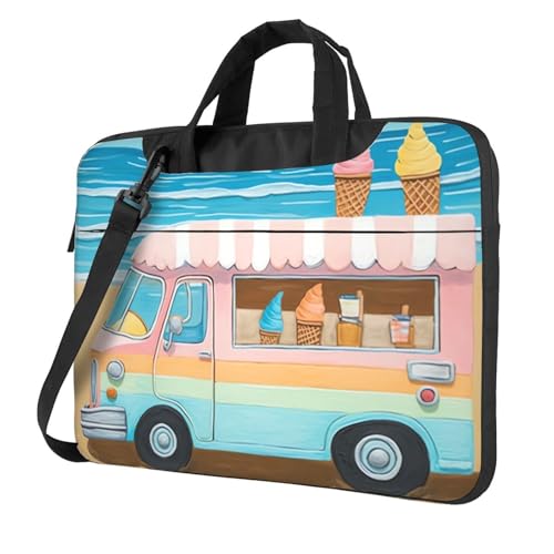 Laptoptasche für Damen und Herren, 33 cm (13 Zoll), für Sommer, Strand, Eis, LKW, Schultertasche, Kuriertasche, Computertasche von LHDGBWC