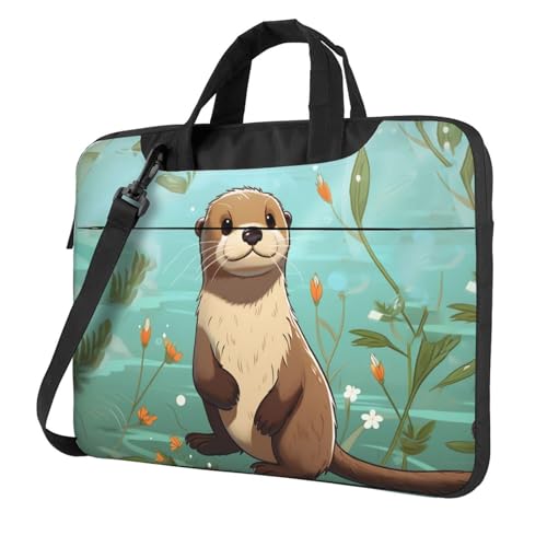 Laptoptasche mit niedlichem Cartoon-Motiv für Männer und Frauen, 35,6 cm (14 Zoll), Schultertasche, Aktentasche, Kuriertasche, Computertasche von LHDGBWC