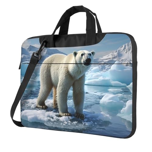 Polar Bear Ice Laptop Tote Bag for Men Women Laptop Sleeve Shoulder Aktentasche Messenger Computertasche, blacks, 14 inch von LHDGBWC