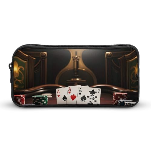 LHDGSJE Federmäppchen für Pokerturniere, leichtes Federmäppchen, großes Fassungsvermögen, Bürobedarf-Organizer, weiß, 22*12*5cm, Federmäppchen von LHDGSJE