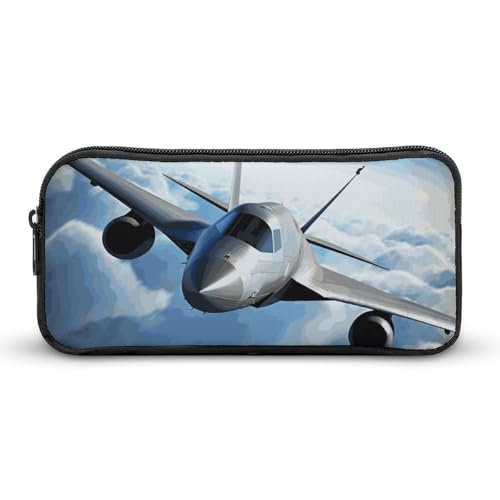 LHDGSJE Federmäppchen im Flugzeug, leichtes Federmäppchen, großes Fassungsvermögen, Bürobedarf-Organizer, weiß, 22*12*5cm, Federmäppchen von LHDGSJE