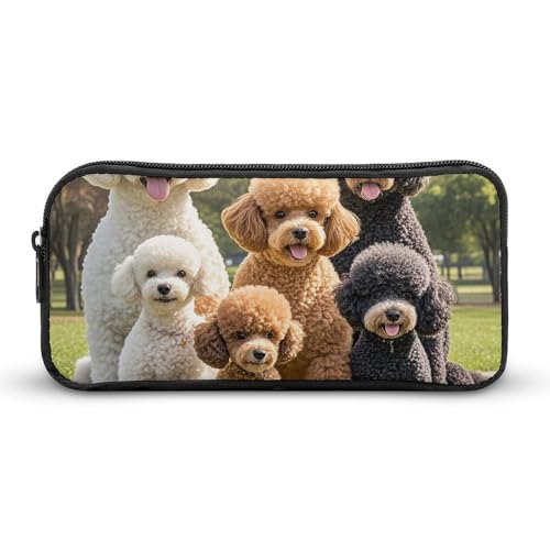 LHDGSJE Federmäppchen mit Pudelmotiv, leichtes Federmäppchen, großes Fassungsvermögen, Bürobedarf-Organizer, weiß, 22*12*5cm, Federmäppchen von LHDGSJE