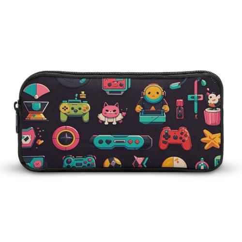 LHDGSJE Federmäppchen mit Spielmuster, leichtes Federmäppchen, großes Fassungsvermögen, Bürobedarf-Organizer, weiß, 22*12*5cm, Federmäppchen von LHDGSJE