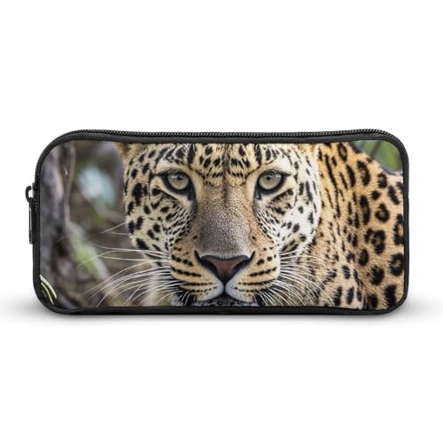 LHDGSJE Federmäppchen mit afrikanischem Tier-Leopardenmuster, leichtes Federmäppchen, großes Fassungsvermögen, Bürobedarf-Organizer, weiß, 22*12*5cm, Federmäppchen von LHDGSJE