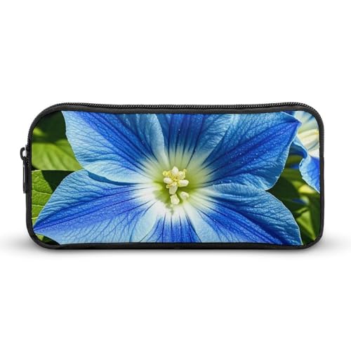 LHDGSJE Federmäppchen mit blauen Blumen, leichtes Federmäppchen, großes Fassungsvermögen, Bürobedarf-Organizer, weiß, 22*12*5cm, Federmäppchen von LHDGSJE