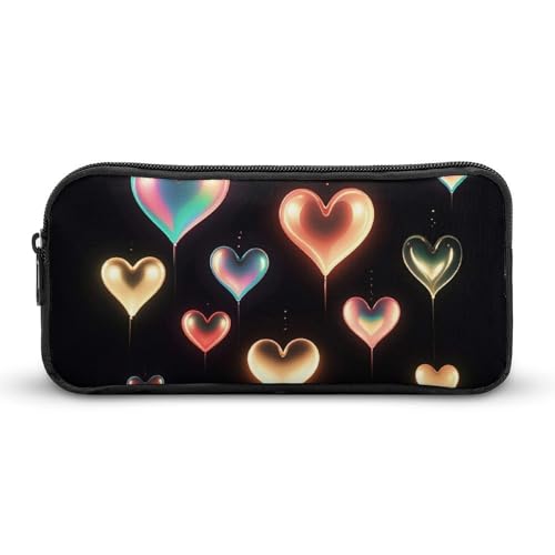 LHDGSJE Glowing Love Federmäppchen, leichtes Federmäppchen, großes Fassungsvermögen, Bürobedarf-Organizer, weiß, 22*12*5cm, Federmäppchen von LHDGSJE