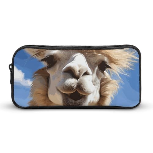 LHDGSJE Lustiges Alpaka-Lama-Federmäppchen, leichtes Federmäppchen, großes Fassungsvermögen, Bürobedarf-Organizer, weiß, 22*12*5cm, Federmäppchen von LHDGSJE