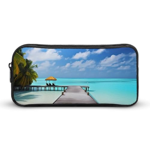 LHDGSJE Malediven Holidays Federmäppchen, leichtes Federmäppchen, großes Fassungsvermögen, Bürobedarf-Organizer, weiß, 22*12*5cm, Federmäppchen von LHDGSJE