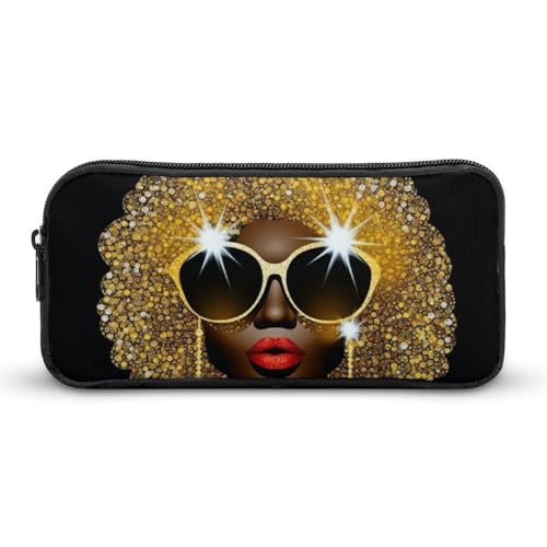 LHDGSJE Niedliches Federmäppchen mit afrikanischer Frau, leichtes Federmäppchen, großes Fassungsvermögen, Bürobedarf-Organizer, weiß, 22*12*5cm, Federmäppchen von LHDGSJE