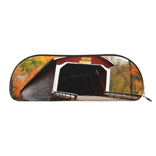LHFIOHIRG (Albany Covered Bridge) Tragbares Federmäppchen mit Reißverschluss, stilvolle Stifttasche, Schreibwaren-Tasche, Kosmetiktasche, Münzaufbewahrung für Schule, Büro, gold, Einheitsgröße, von LHFIOHIRG