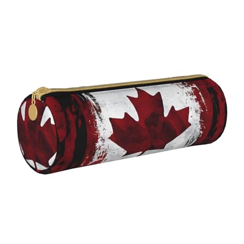 LHFIOHIRG Federmäppchen mit Reißverschluss, Motiv: Flagge von Kanada, PVC, Leder, zylindrisch, Stifteetui, Schreibwaren, Make-up, Organizer für Schule, Büro, Reisen, Flagge Kanada Retro, Einheitsgröße LHFIOHIRG Federmäppchen mit Reißverschluss, Motiv: Flagge von Kanada, PVC, Leder, zylindrisch, Stifteetui, Schreibwaren, Make-up, Organizer für Schule, Büro, Reisen, Flagge Kanada Retro, Einheitsgröße von LHFIOHIRG