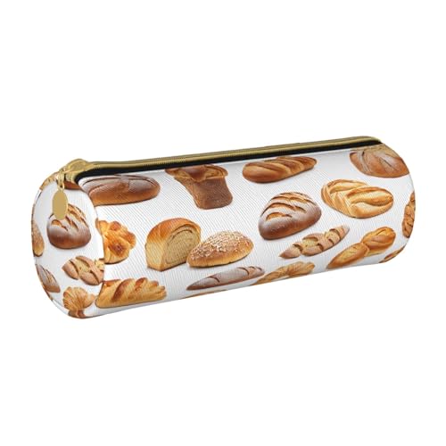 LHFIOHIRG Federmäppchen mit Reißverschluss, PVC, Leder, zylindrisch, Stifteetui, Schreibwaren, Make-up, Organizer für Schule, Büro, Reisen, Bemaltes Brot, Einheitsgröße, Münztasche LHFIOHIRG Federmäppchen mit Reißverschluss, PVC, Leder, zylindrisch, Stifteetui, Schreibwaren, Make-up, Organizer für Schule, Büro, Reisen, Bemaltes Brot, Einheitsgröße, Münztasche von LHFIOHIRG