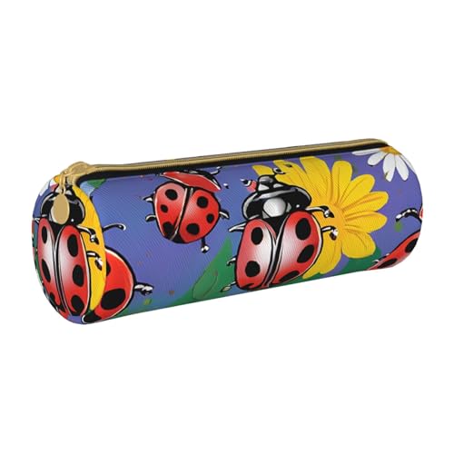 LHFIOHIRG Federmäppchen mit Reißverschluss, PVC, Leder, zylindrisch, Stifteetui, Schreibwaren, Make-up, Organizer für Schule, Büro, Reisen, Bunte Marienkäfer, Einheitsgröße, Münztasche LHFIOHIRG Federmäppchen mit Reißverschluss, PVC, Leder, zylindrisch, Stifteetui, Schreibwaren, Make-up, Organizer für Schule, Büro, Reisen, Bunte Marienkäfer, Einheitsgröße, Münztasche von LHFIOHIRG