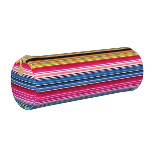 LHFIOHIRG Federmäppchen mit Reißverschluss, PVC, Leder, zylindrisch, Stifteetui, Schreibwaren, Make-up, Organizer für Schule, Büro, Reisen, Bunte mexikanische Streifen, Einheitsgröße, Münztasche LHFIOHIRG Federmäppchen mit Reißverschluss, PVC, Leder, zylindrisch, Stifteetui, Schreibwaren, Make-up, Organizer für Schule, Büro, Reisen, Bunte mexikanische Streifen, Einheitsgröße, Münztasche von LHFIOHIRG