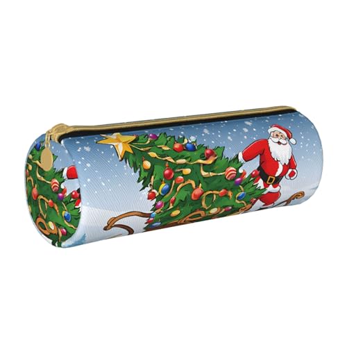 LHFIOHIRG Federmäppchen mit Reißverschluss, PVC, Leder, zylindrisch, Stifteetui, Schreibwaren, Make-up, Organizer für Schule, Büro, Reisen, Merry Xmas, Einheitsgröße, Münztasche LHFIOHIRG Federmäppchen mit Reißverschluss, PVC, Leder, zylindrisch, Stifteetui, Schreibwaren, Make-up, Organizer für Schule, Büro, Reisen, Merry Xmas, Einheitsgröße, Münztasche von LHFIOHIRG