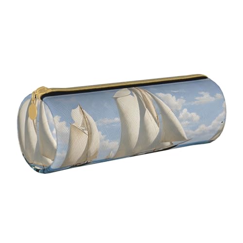LHFIOHIRG Federmäppchen mit Reißverschluss, PVC, Leder, zylindrisch, Stifteetui, Schreibwaren, Make-up, Organizer für Schule, Büro, Reisen, Segelboot Schiff Landschaft, Einheitsgröße, Münztasche LHFIOHIRG Federmäppchen mit Reißverschluss, PVC, Leder, zylindrisch, Stifteetui, Schreibwaren, Make-up, Organizer für Schule, Büro, Reisen, Segelboot Schiff Landschaft, Einheitsgröße, Münztasche von LHFIOHIRG