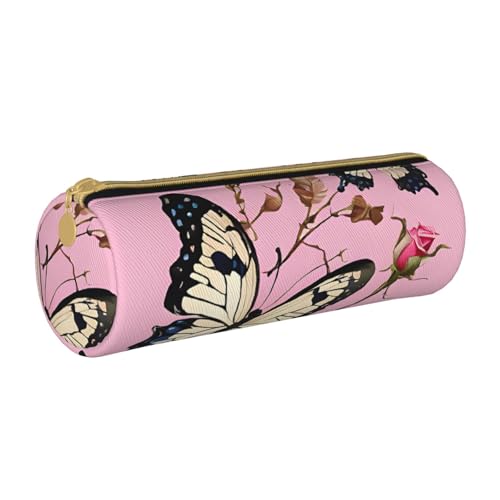 LHFIOHIRG Federmäppchen mit Reißverschluss, PVC, Leder, zylindrisch, Stifteetui, Schreibwaren, Make-up, Organizer für Schule, Büro, Reisen, Wunderschöner Schmetterling, Einheitsgröße, Münztasche LHFIOHIRG Federmäppchen mit Reißverschluss, PVC, Leder, zylindrisch, Stifteetui, Schreibwaren, Make-up, Organizer für Schule, Büro, Reisen, Wunderschöner Schmetterling, Einheitsgröße, Münztasche von LHFIOHIRG