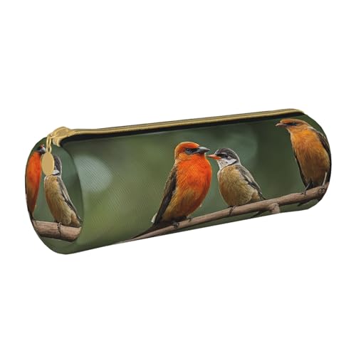 LHFIOHIRG Federmäppchen mit Reißverschluss, PVC, Leder, zylindrisch, für Schreibwaren, Make-up, Organizer für Schule, Büro, Reisen, Rot, Rote Vögel, Einheitsgröße, Münztasche LHFIOHIRG Federmäppchen mit Reißverschluss, PVC, Leder, zylindrisch, für Schreibwaren, Make-up, Organizer für Schule, Büro, Reisen, Rot, Rote Vögel, Einheitsgröße, Münztasche von LHFIOHIRG