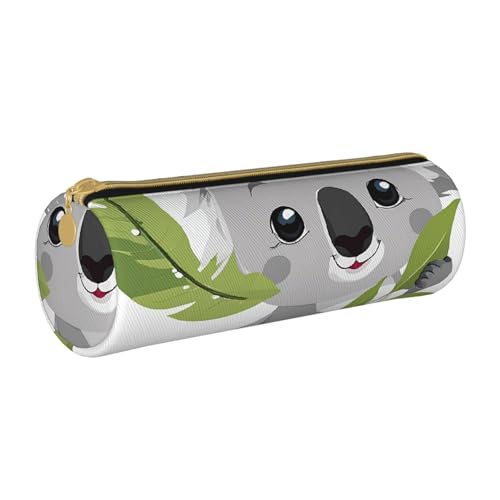 LHFIOHIRG Federmäppchen mit Reißverschluss, PVC, Leder, zylindrisch, für Schreibwaren, Make-up, Organizer für Schule, Büro, Reisen, Süßer Koala, Einheitsgröße, Münztasche von LHFIOHIRG