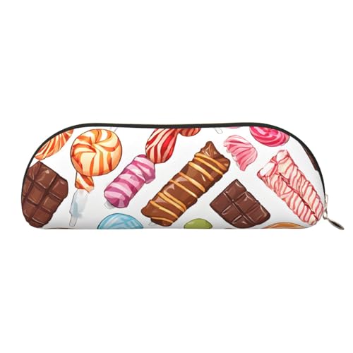 LHFIOHIRG Federmäppchen mit süßem Lutscher-Motiv und Cupcake-Donut-Motiv, mit Reißverschluss, stilvolle Stifttasche, Schreibwaren-Tasche, Kosmetiktasche, Münzaufbewahrung für Schule, Büro, gold, von LHFIOHIRG