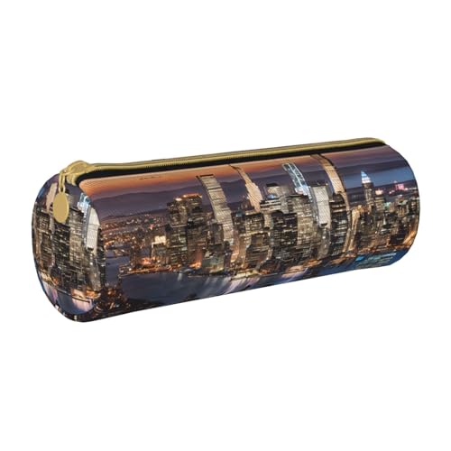 LHFIOHIRG Hong Kong Federmäppchen mit Reißverschluss, PVC-Leder, zylindrisches Stifteetui, Schreibwaren, Make-up-Organizer für Schule, Büro, Reisen, Hongkong, Einheitsgröße, Münztasche von LHFIOHIRG