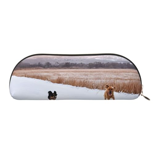 LHFIOHIRG Tragbare Federtasche mit stilvollem Reißverschluss (Hund fängt Fasane), goldfarben, one size, Münzfach von LHFIOHIRG