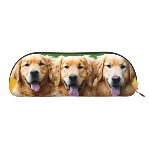 LHFIOHIRG Tragbares Federmäppchen mit Reißverschluss, Motiv: Golden Retriever, für Schreibwaren, Kosmetiktasche, Münzaufbewahrung für Schule, Büro, gold, Einheitsgröße, Münztasche von LHFIOHIRG