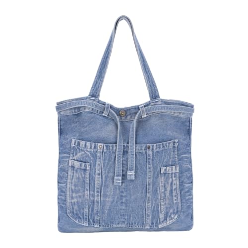 LHHMZ Damen Denim Hobo Umhängetasche, Retro Jean Umhängetasche, Casual Jean Tote Handtaschen von LHHMZ