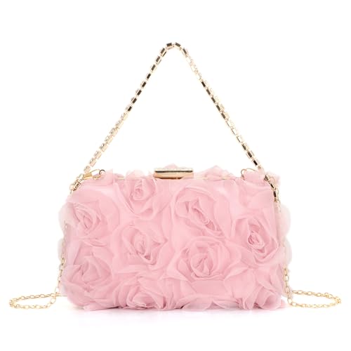 LHHMZ Damen Elegante Rose Clutch Blume Abendtasche Braut Hochzeit Clutch Floral Geldbörsen Party Prom Handtaschen von LHHMZ