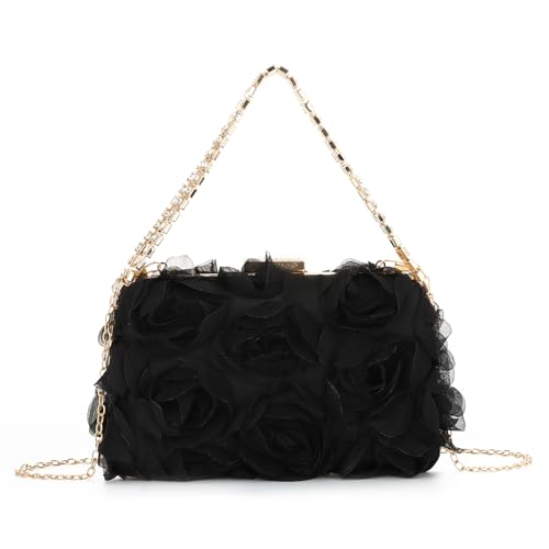LHHMZ Damen Elegante Rose Clutch Blume Abendtasche Braut Hochzeit Clutch Floral Geldbörsen Party Prom Handtaschen von LHHMZ