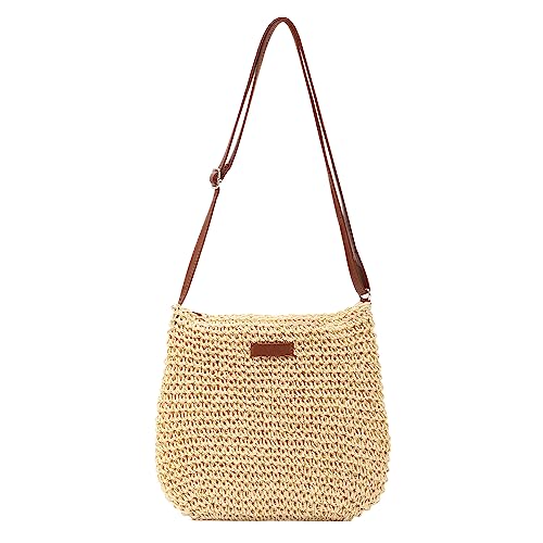 LHHMZ Damen Handgemachte Strand Crossbody Handtasche aus Stroh Sommer Strand Umhängetaschen Kleine aus Stroh von LHHMZ