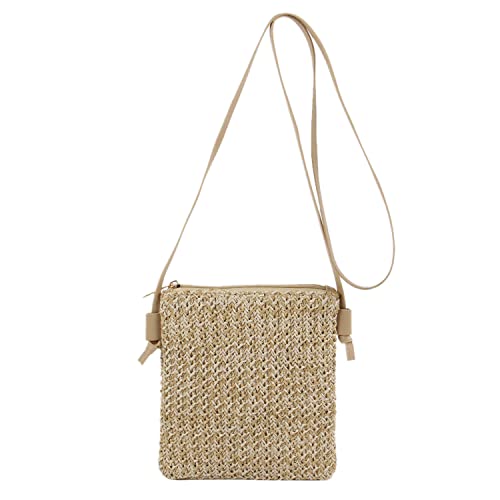 LHHMZ Damen Handgemachte Strand Crossbody Handtasche aus Stroh Sommer Strand Umhängetaschen Kleine aus Stroh von LHHMZ