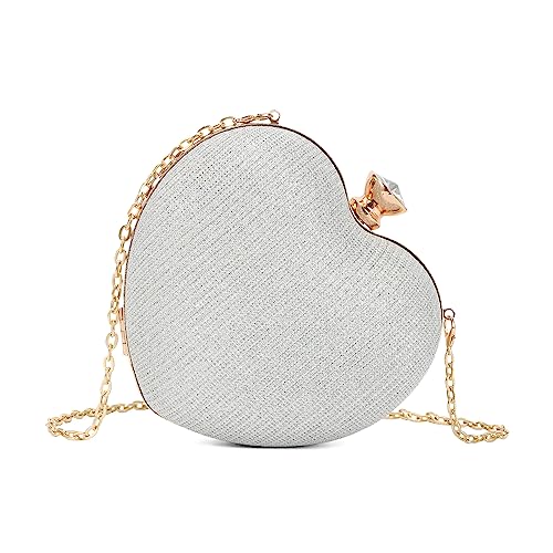 LHHMZ Damen Hochzeits Clutch Abendtasche Herz Clutch Geldbörse Stilvolle Mini Cocktail Ball Tasche Umhängetasche mit Clutch von LHHMZ