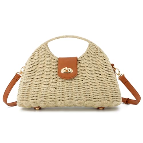 LHHMZ Damen Retro Stroh gewebte Umhängetaschen Tragbare kleine Box Umhängetaschen Messenger Tasche LHHMZ Damen Retro Stroh gewebte Umhängetaschen Tragbare kleine Box Umhängetaschen Messenger Tasche von LHHMZ