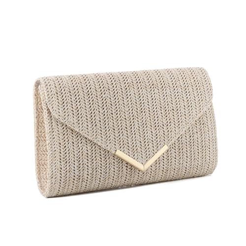 LHHMZ Damen Stroh Clutch Bag Sommer Abendtasche Raffia Rattan-Kupplung Geflochtene Strandhandtasche Hochzeit Reise Party Clutch von LHHMZ
