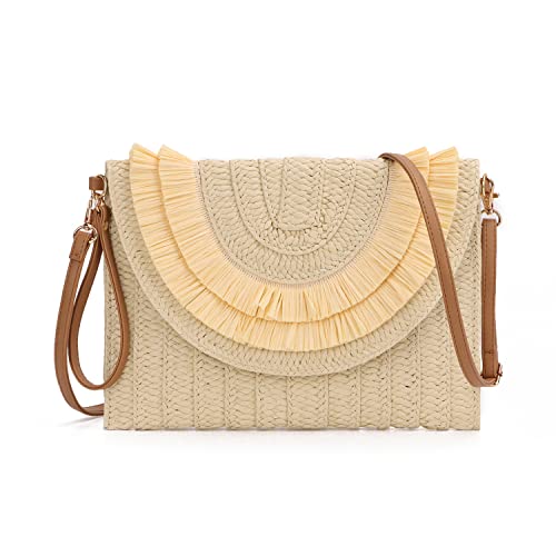 LHHMZ Damen Stroh Clutch Geldbörse Sommer Handtaschen Umhängetaschen aus gewebtem Stroh Strand Clutch Geldbörse LHHMZ Damen Stroh Clutch Geldbörse Sommer Handtaschen Umhängetaschen aus gewebtem Stroh Strand Clutch Geldbörse von LHHMZ