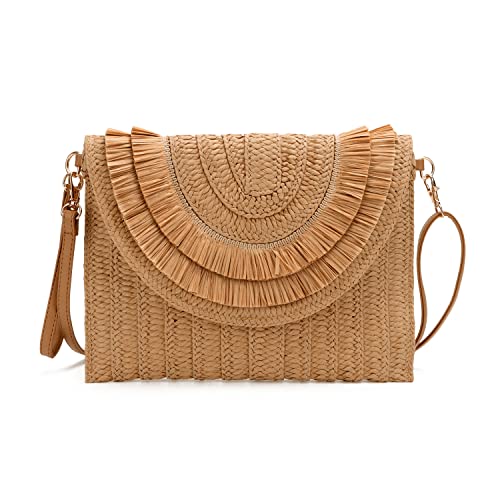 LHHMZ Damen Stroh Clutch Geldbörse Sommer Handtaschen Umhängetaschen aus gewebtem Stroh Strand Clutch Geldbörse LHHMZ Damen Stroh Clutch Geldbörse Sommer Handtaschen Umhängetaschen aus gewebtem Stroh Strand Clutch Geldbörse von LHHMZ