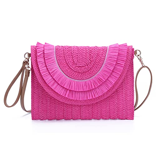 LHHMZ Damen Stroh Clutch Geldbörse Sommer Handtaschen Umhängetaschen aus gewebtem Stroh Strand Clutch Geldbörse LHHMZ Damen Stroh Clutch Geldbörse Sommer Handtaschen Umhängetaschen aus gewebtem Stroh Strand Clutch Geldbörse von LHHMZ