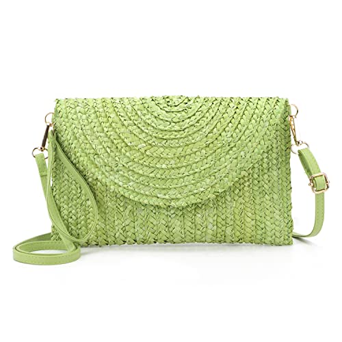 LHHMZ Damen Stroh Clutch Geldbörse Sommer Handtaschen Umhängetaschen aus gewebtem Stroh Strand Clutch Geldbörse von LHHMZ