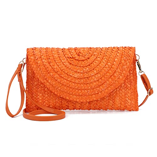 LHHMZ Damen Stroh Clutch Geldbörse Sommer Handtaschen Umhängetaschen aus gewebtem Stroh Strand Clutch Geldbörse von LHHMZ