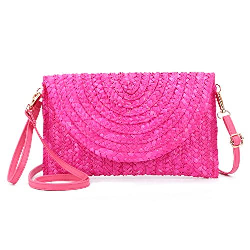 LHHMZ Damen Stroh Clutch Geldbörse Sommer Handtaschen Umhängetaschen aus gewebtem Stroh Strand Clutch Geldbörse von LHHMZ
