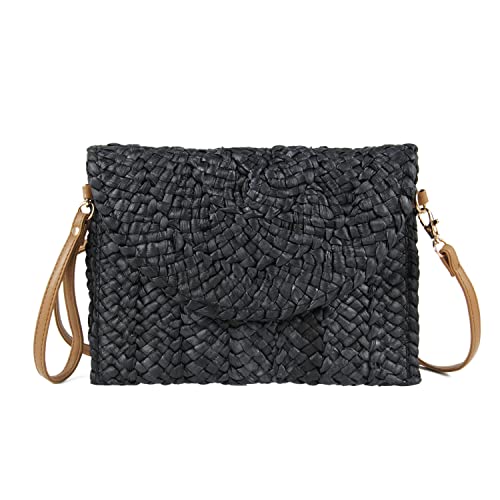 LHHMZ Damen Stroh Clutch Geldbörse Sommer Handtaschen Umhängetaschen aus gewebtem Stroh Strand Clutch Geldbörse von LHHMZ