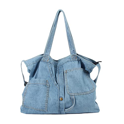 LHHMZ Denim Hobo Bags für Damen Retro Jean Umhängetasche Casual Jean Tote Handtaschen Denim Freizeittaschen für Teenager-Mädchen von LHHMZ