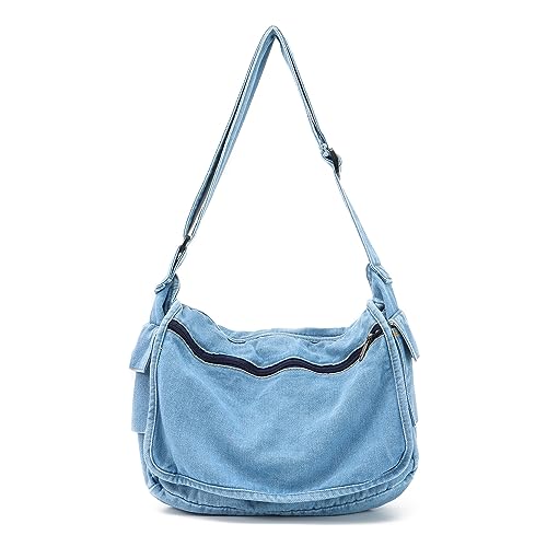 LHHMZ Jeans tasche für Damen Lässige Messenger Umhängetasche aus Canvas Retro Große Umhängetasche von LHHMZ