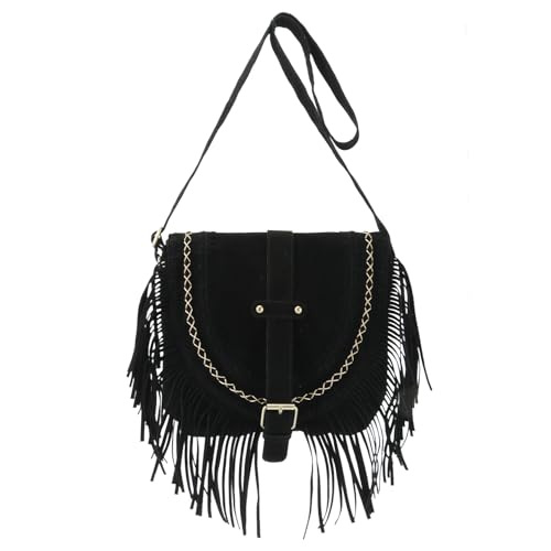 LHHMZ Retro Fransen Umhängetaschen für Frauen Vintage Quaste Crossboy Taschen Tassel Faux PU Leder Satteltasche von LHHMZ