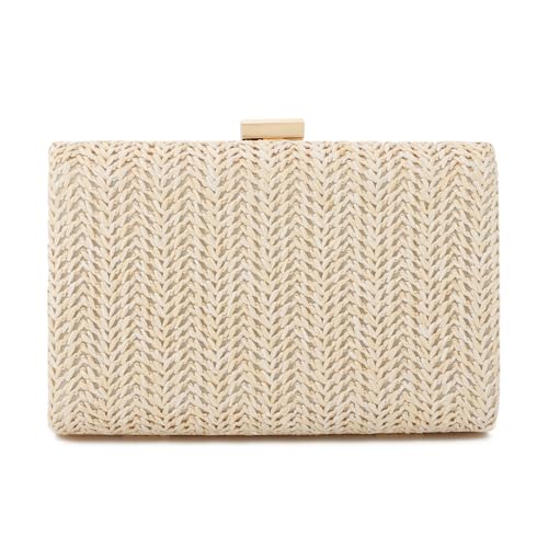 LHHMZ Stroh Clutch für Damen Kleine Sommer Abendtasche Raffia Umhängetasche Gewebte Strandhandtasche von LHHMZ