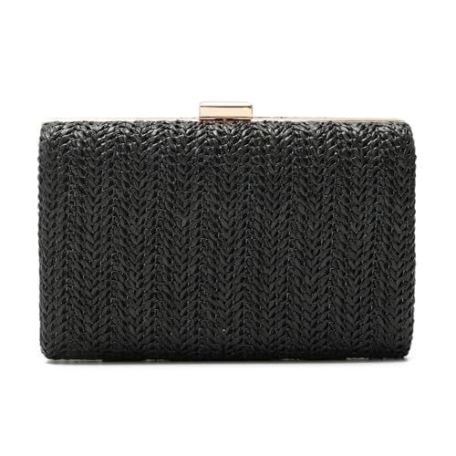LHHMZ Stroh Clutch für Damen Kleine Sommer Abendtasche Raffia Umhängetasche Gewebte Strandhandtasche von LHHMZ