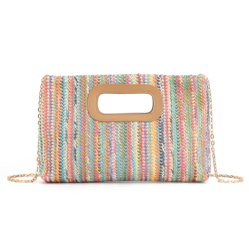 LHHMZ Stroh Clutch für Frauen, Sommer Stroh Crossbody Umhängetasche, Geflochtene Strand Clutch, Raffia Handtaschen von LHHMZ