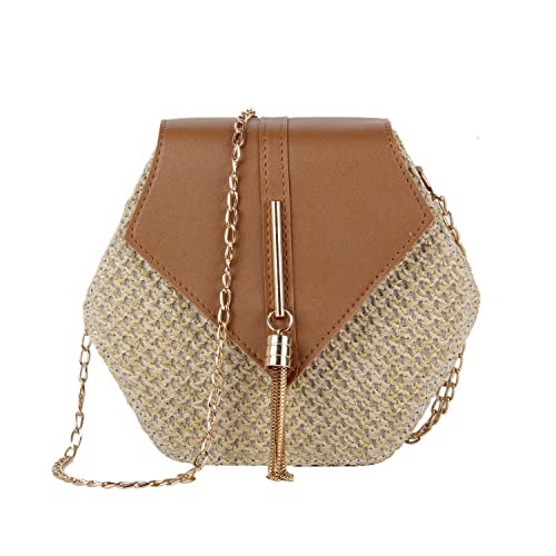 LHHMZ Umhängetaschen aus Stroh für Damen Sommer Strand Geldbörse Schultertaschen aus gewebtem Stroh von LHHMZ