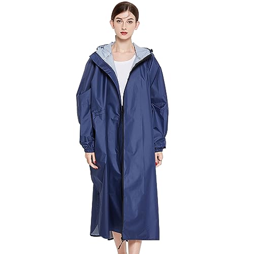 LHHMZ Wasserdichter Regenponcho für Damen Leichte Regenjacken mit Kapuze Outdoor Lange Regenbekleidung Regenmäntel von LHHMZ